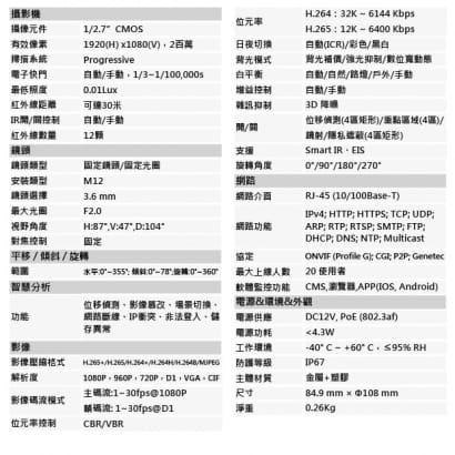 大華 DH-IPC-HDW1230SN-S4 2百萬畫素 紅外線IPcam 網路攝影機