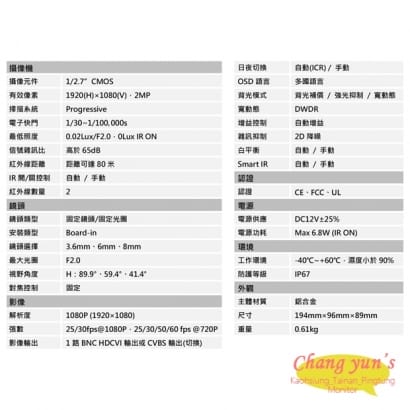 DH-HAC-HFW1200MN-I2 1080P四合一紅外線攝影機 大華dahua 監視器攝影機