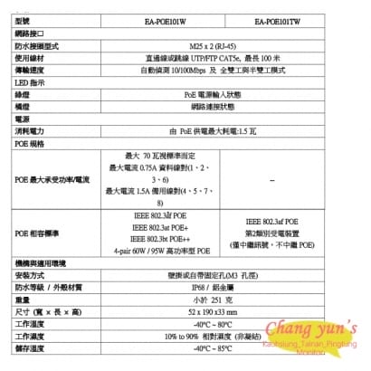 EA-POE101W / EA-POE101TW 工業級戶外型10/100M POE POE 中繼延長器