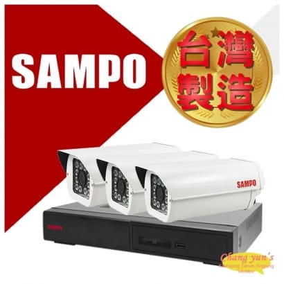 屏東監視器 SAMPO 聲寶 4路3鏡優惠組合 DR-TWEX3-4 VK-TW2C98H 2百萬畫素紅外線攝影機 監視器