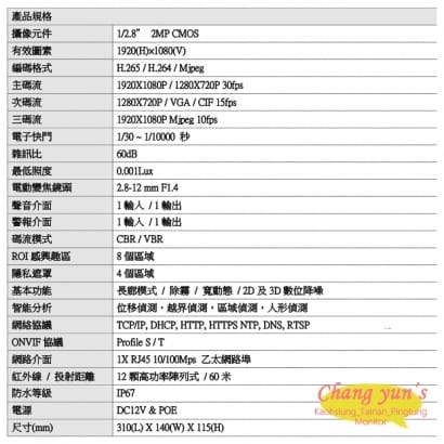 IPC-8E8DZPAS 1080P 星光級電動變焦防護罩紅外線網路攝影機