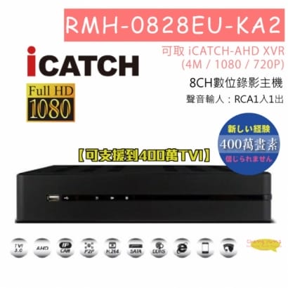 RMH-0828EU-KA2 8CH數位錄影主機 可取 iCATCH-AHD XVR(4M / 1080 / 720P) 專用錄影主機