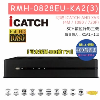 RMH-0828EU-KA2(3) 8CH數位錄影主機 可取 iCATCH-AHD XVR(4M / 1080 / 720P) 專用錄影主機