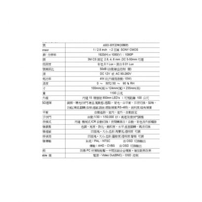 AHD-10Y22W(1080P) 雷射紅外線車牌專用攝影機 HD-AHD (960P) 高清攝影機