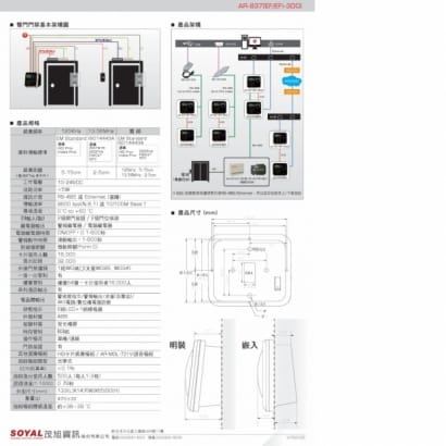 SOYAL AR-837(EF-3DO) 360°指紋型門禁控制器(液晶顯示器)