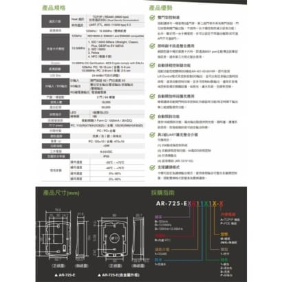 AR-725-E 觸摸式背光鍵盤雙頻感應控制器