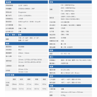 DH-HAC-HFW1231CMN-A 大華 星光 200萬 聲音紅外線槍型攝影機