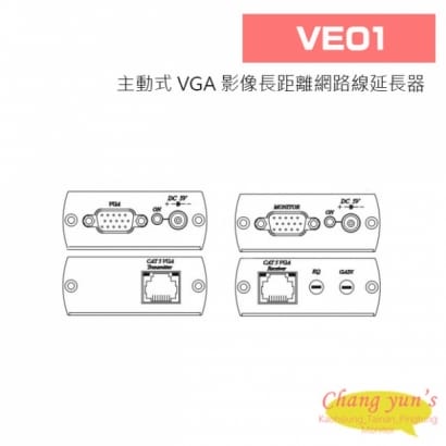 VE01 主動式 VGA 影像長距離網路線延長器