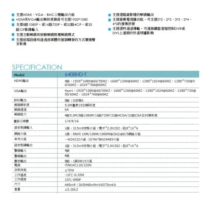 6408HD 8 路數位矩陣電視牆控制主機