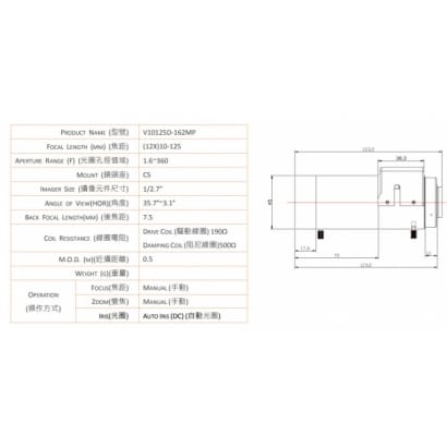 V10125D-162MP 道路監控專用鏡頭