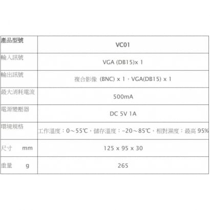 VC01 VGA轉複合視頻轉換器