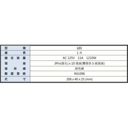 L01 5+5孔安全延長線