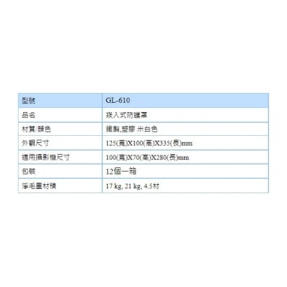 GL610 崁入式防護罩