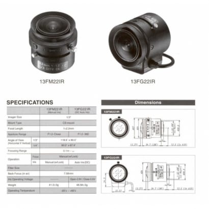 13FG22IR 日本原裝TAMRON 2.2mm／ F1.2鏡頭