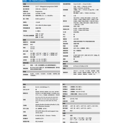 聲寶  VK-TWIP5349FWAL 5MP 全彩定焦暖色 網路攝影機