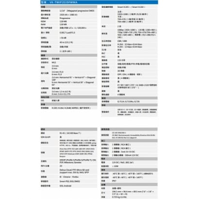 聲寶  VK-TWIP2039FWMA 2MP全彩槍型網路攝影機