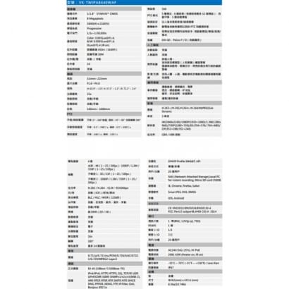 聲寶  VK-TWIPA8440WAF 40倍星光級4MP紅外線WizMind PTZ網路攝影機