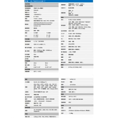 聲寶  VK-TWIP2321BF-T 體溫偵測熱成像網路攝影機