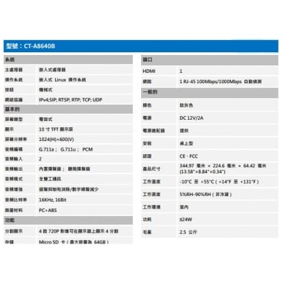 聲寶  CT-A8640B 管理主機