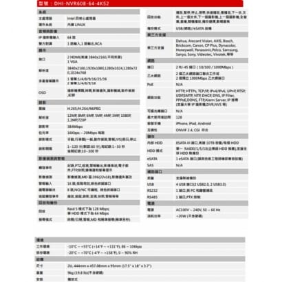 大華  DHI-NVR608-64-4KS2 64路Ultra 4K H.265網路影像錄影機