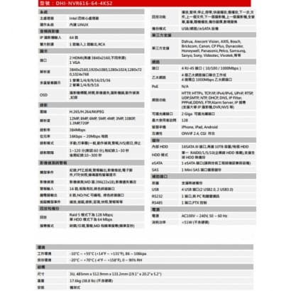 大華  DHI-NVR616-64-4KS2 64路Ultra 4K H.265網路影像錄影機