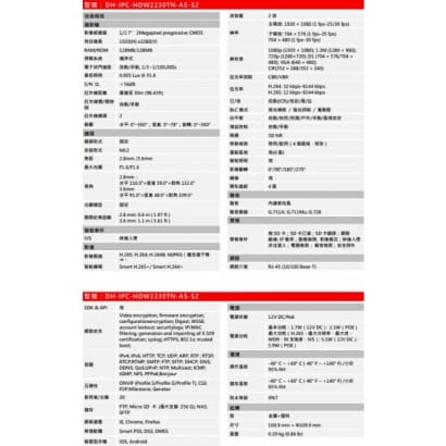 大華  DH-IPC-HDW2230TN-AS-S2 2MP WDR紅外線網路攝影機