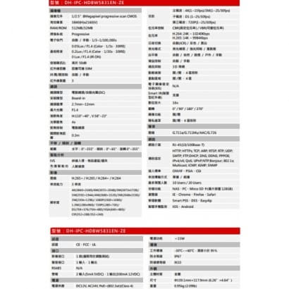 大華  DH-IPC-HDBW5831EN-ZE 8MP WDR紅外線半球型網路攝影機