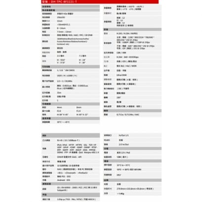 大華  DH-TPC-BF3221-T 體溫偵測熱成像網路攝影機