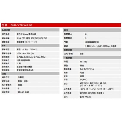 大華  DHI-VTH5441G 門禁機