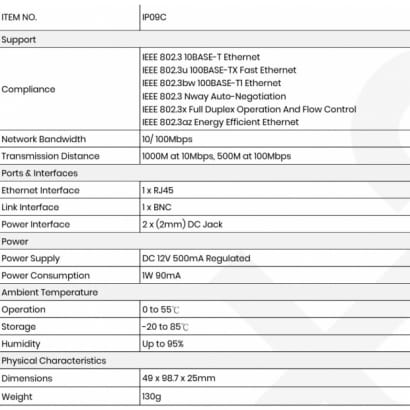 IP09C 網路同軸線延長器