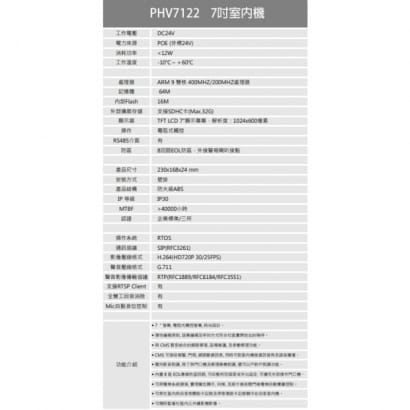 環名 PHV7122 7吋 全數位室內機