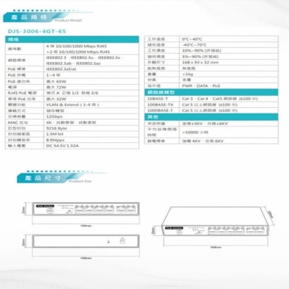 DJS-3006-4GT-65 4埠 GE PoE 網路交換器