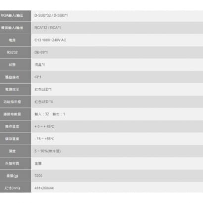 VGA-3201PA-JC 32進1出 VGA切換器