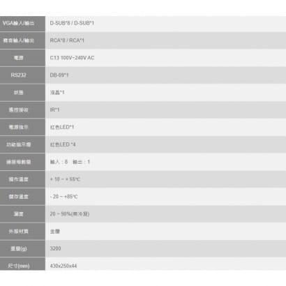 VGA-0801PA-JC 8進1出 VGA切換器