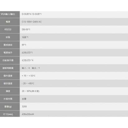 VGA-0401P-JC 4進1出 VGA切換器