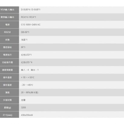 VGA-0401PA-JC 4進1出 VGA切換器