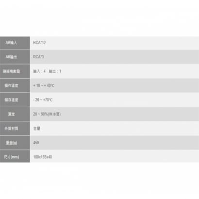 AV-0401T-TY 4進1出 AV音視頻切換器