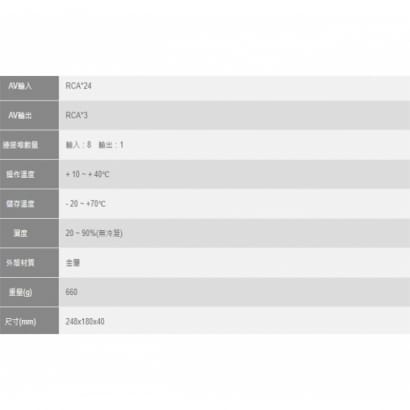 AV-0801T-TY 8進1出 AV音視頻切換器