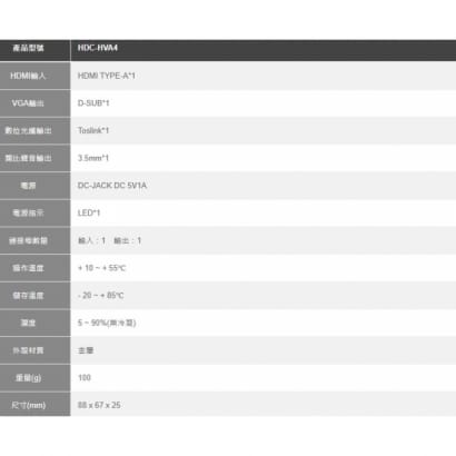 HDC-HVA4 HDMI轉VGA+Audio訊號轉換器