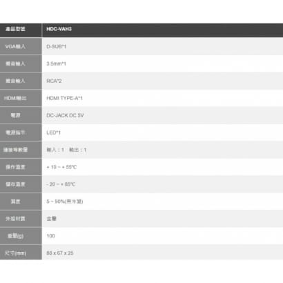 HDC-VAH3 VGA 轉 HDMI 轉換器