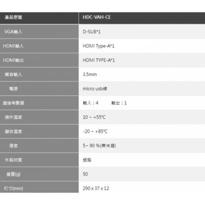 HDC-VAH-CE VGA+AUDIO TO HDMI轉換器