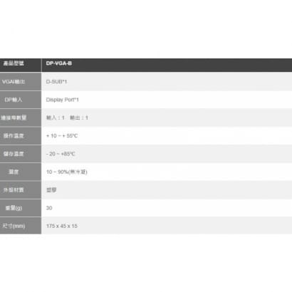 DP-VGA-B Display Port 轉 VGA接頭