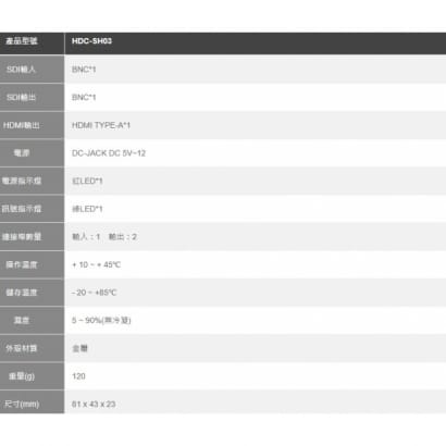 HDC-SH03 3G-SDI to HDMI訊號轉換器