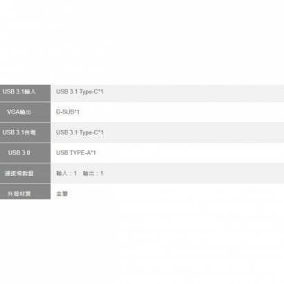Type-C 轉 USB+VGA轉換器