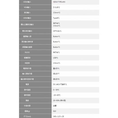 HDC-061-HT 6進1出 HDMI/VGA 多格式視頻切換器