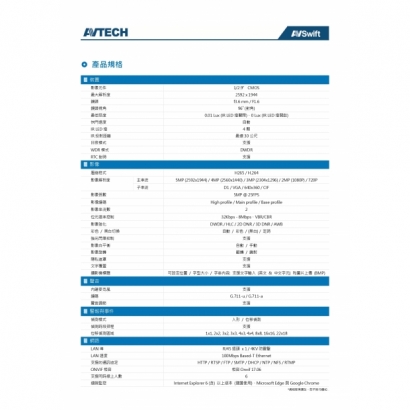 AVTECH 陞泰 DGM5104SCT 五百萬畫素 AI智慧 H.265 紅外線槍型 網路攝影機