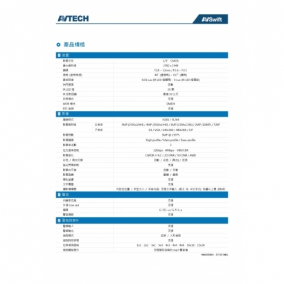 AVTECH 陞泰 DGM5645GCAT 五百萬畫素 AI智慧 H.265 紅外線槍型 網路攝影機