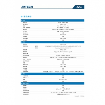 AVTECH 陞泰 DGM5757SVAT 五百萬畫素 AI智慧 H.265 紅外線槍型 網路攝影機