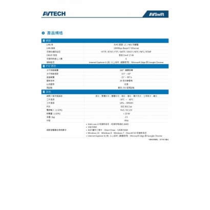 AVTECH 陞泰 DGM2937SVAT 兩百萬畫素 AI智慧 H.265 20倍快速球 網路攝影機