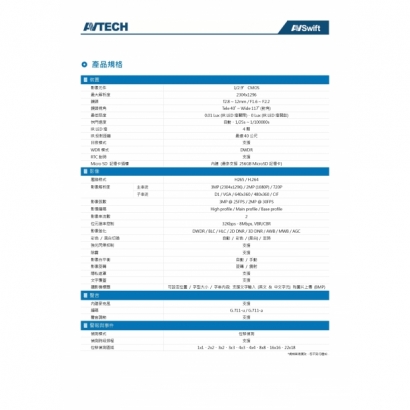 AVTECH 陞泰 DGM3436GCT 三百萬畫素 AI智慧 H.265 紅外線半球型 網路攝影機